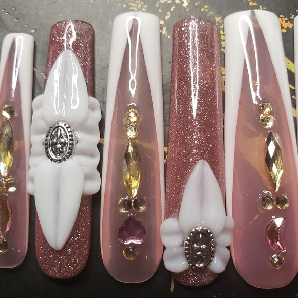 Handmade 3XL square hard gel press on nails size MEDIUM - Picture 4 of 5